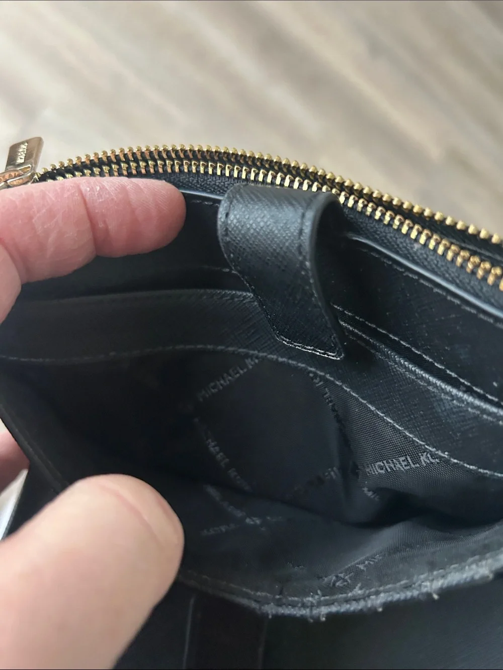 Michael Kors Jet Set Travel Double Zip Wristlet Leather Phone Case Wallet Black